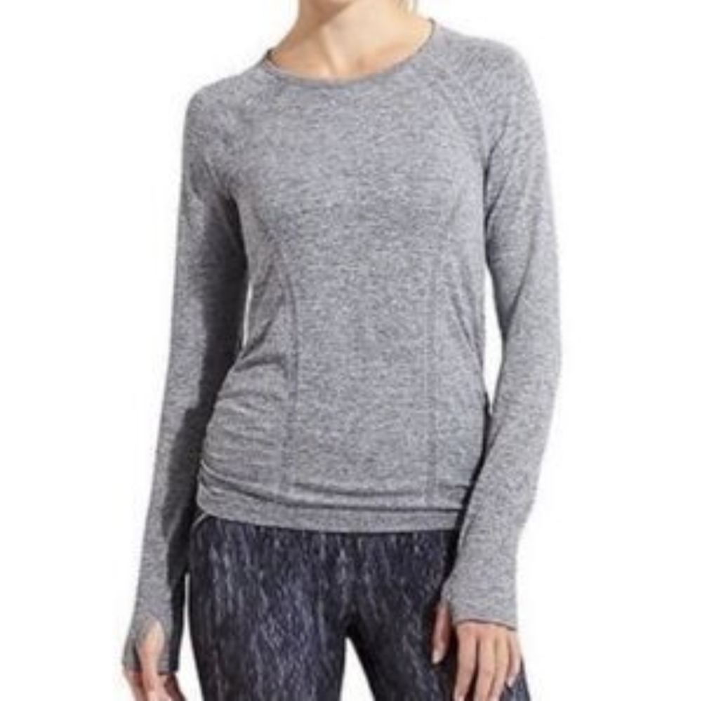 Athleta Fastest Track Long Sleeve Gray Top